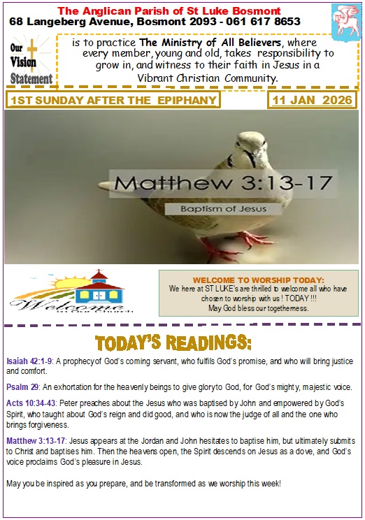 Pew Leaflet Sunday 11 January 2026 Page 1